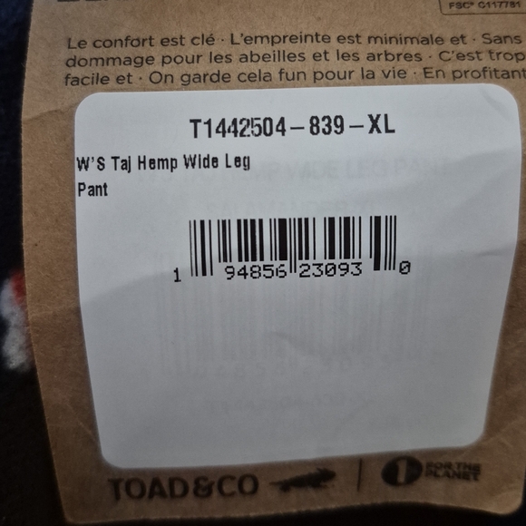 Toad & Co W's Taj Hemp Wide Leg Pants Coral Size XL - Picture 10 of 10